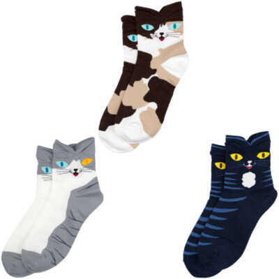 Neuheit Funky schrullige Katzen Katzenaugen Haustiere Katzenliebhaber Socken Größe 3-7 - tolles Geschenk