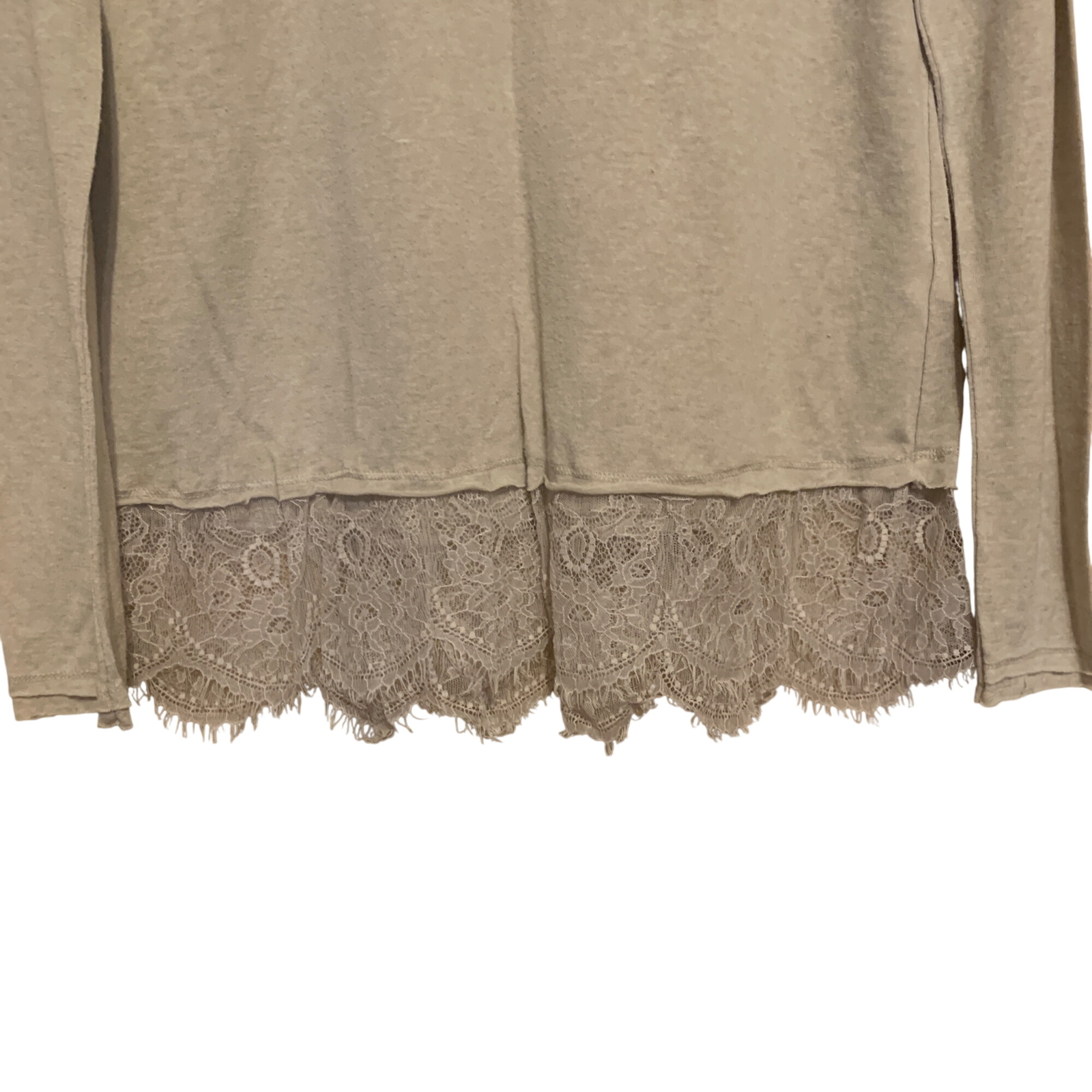 ALTRA Top donna Others Follow beige orlo pizzo trasparente manica lunga taglia M Lagenlook Boho