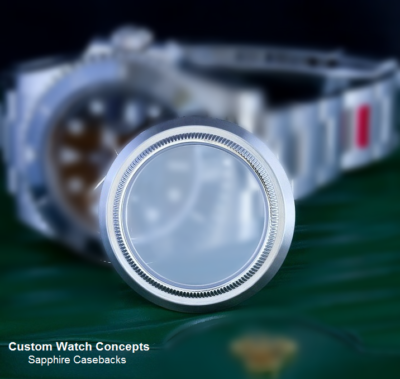 ROLEX レザーケース パールグレー Sapphire Caseback for Rolex Oysterquartz 17000, Exhibition Back