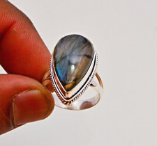 Natural Labradorite Gemstone Handmade Ring,925 Sterling Silver Wedding Gift Ring