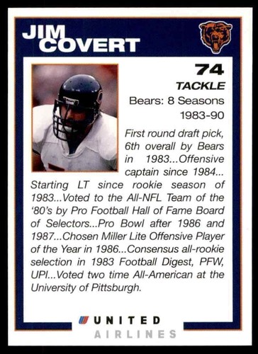 1999 Chicago Bears Fan Convention Jim Covert HOF TRÈS RARE Pitt Panthers - Photo 2 sur 3