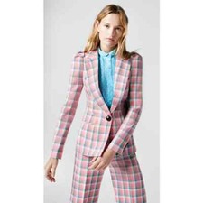 Smythe Box Pleat Blazer Begonia Check Us8