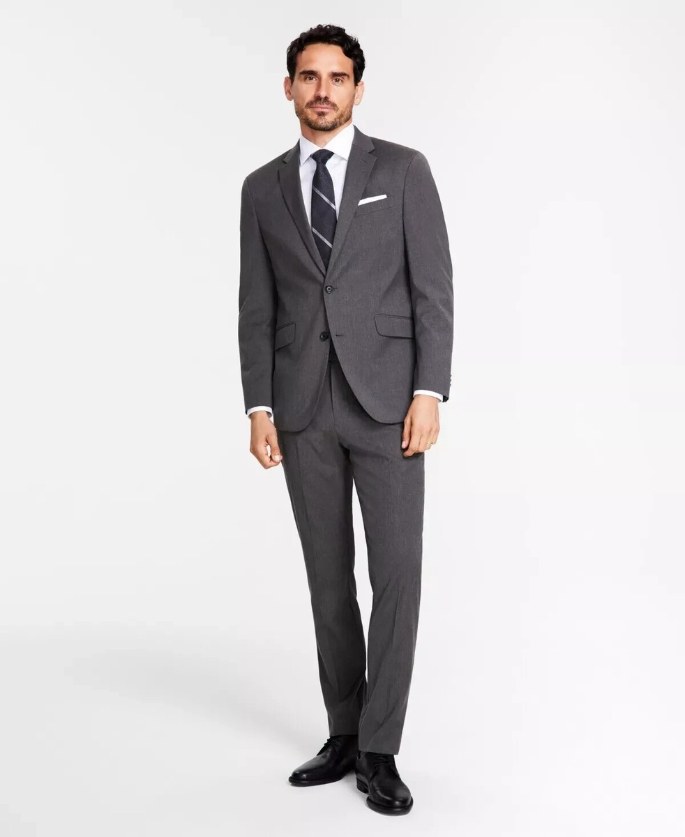 Kenneth Cole Men's Charcoal Stretch Slim Fit Nested Sport Coat 44R
