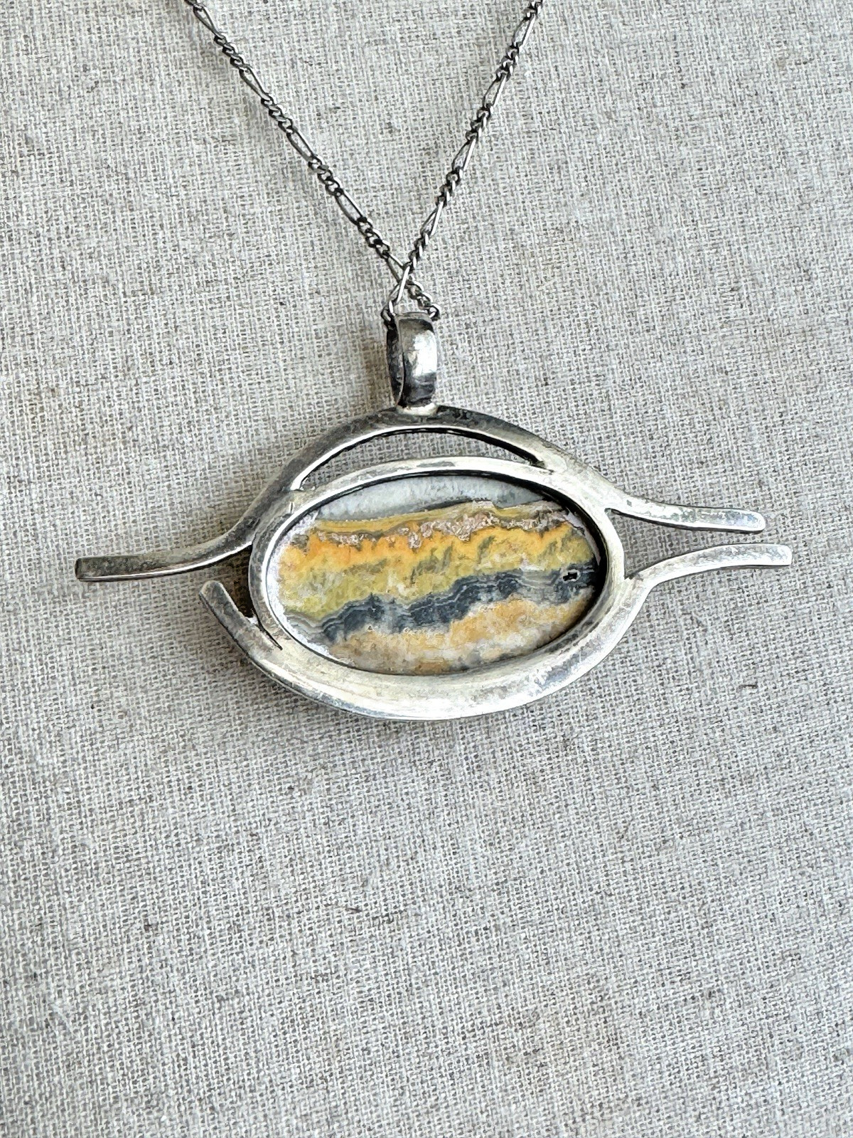 Bumblebee Jasper 925 Silver Statement Pendant Nec… - image 6