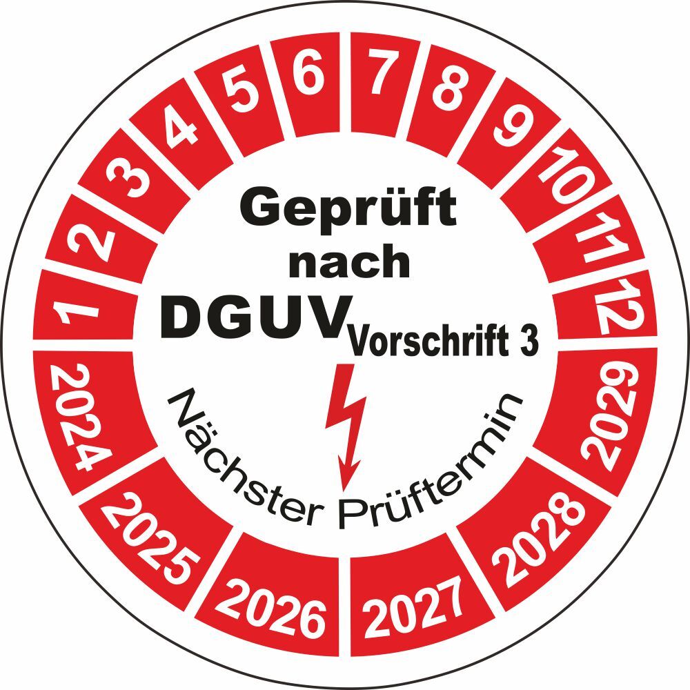 Prüfplakette Geprüft Nach DGUV Vorschrift 3, 25 - 30, Blau, Folie Selbstklebend, 20 Mm, 10 St./Bogen - Foto 6