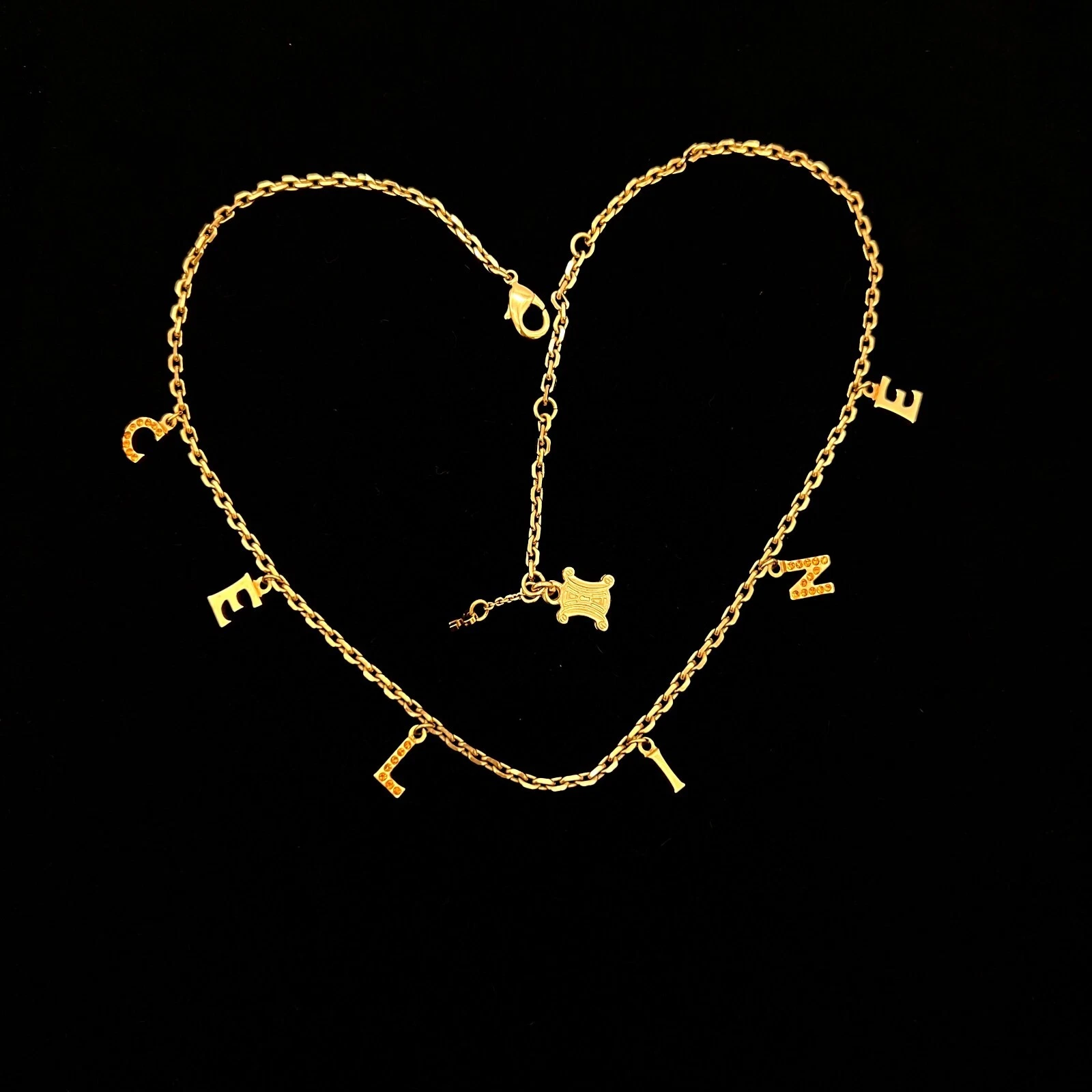 RARA☆☆☆Autentica Collana Pandant CELINE C E L I N E Oro Vintage