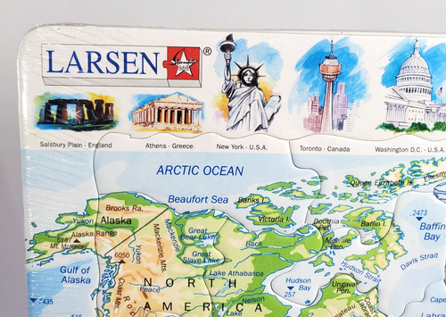 Larsen Norway Carboard Puzzle Frame THE WORLD Irregular shaped pieces 80 Piece - Picture 2 of 8