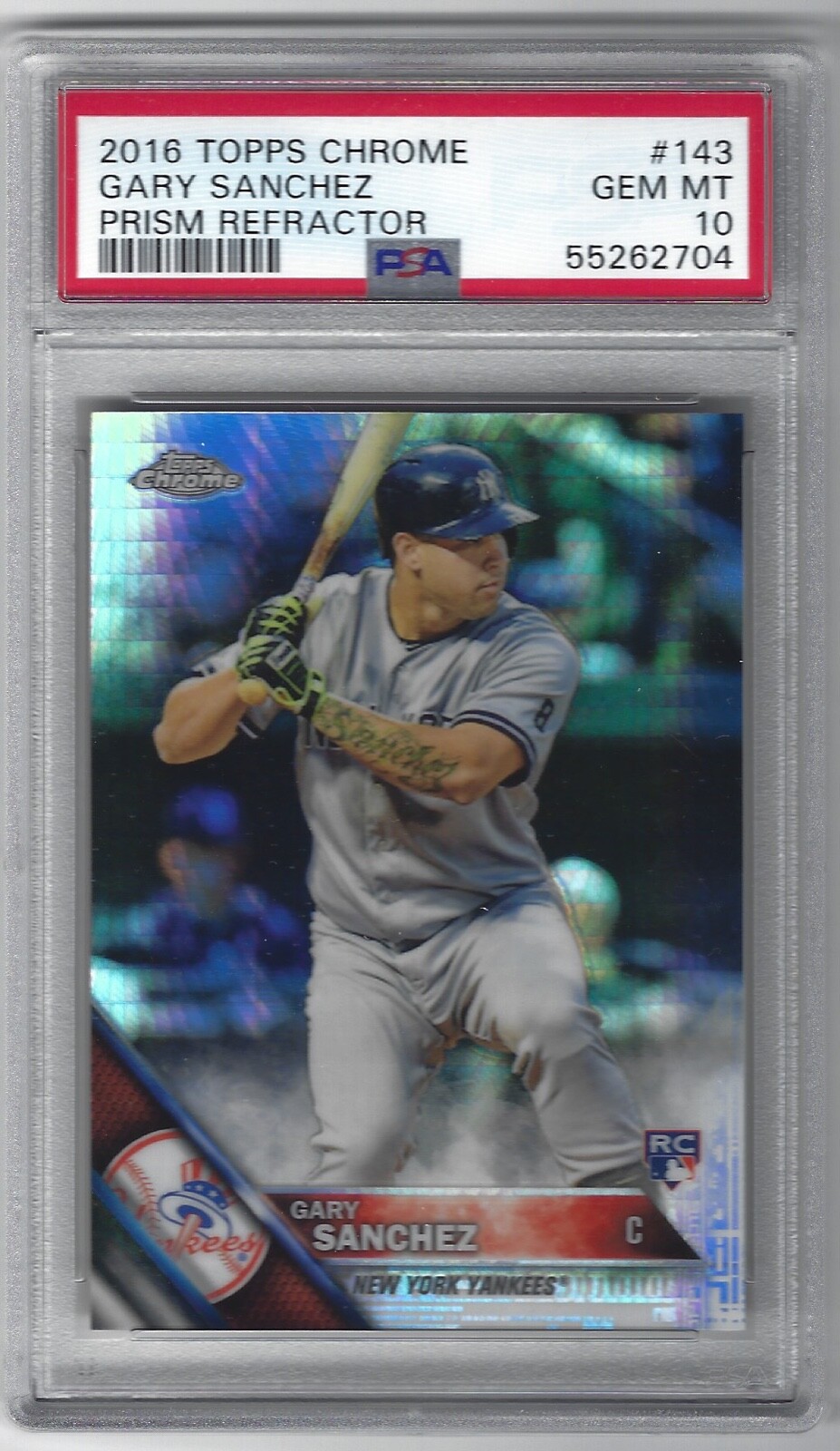 2016 Topps Chrome Gary Sanchez Prism Refractor Rookie #143 PSA 10 Gem Mint