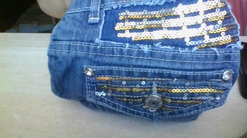 BLING SEQUIN Miss Jeans Size 10 Denim 5-Pocket Shorts - Loose Threads -Good Cond - Picture 17 of 21