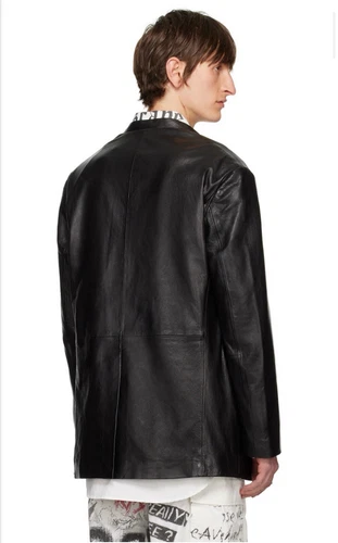 $2995 New R13 Belt Collar Leather Jacket Small Goth Glam Rock Owens Avantgarde image 3