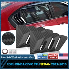 2Pc For Honda Civic 2012-2015 Car Side Quarter Window Vent Louver Shutter Cover