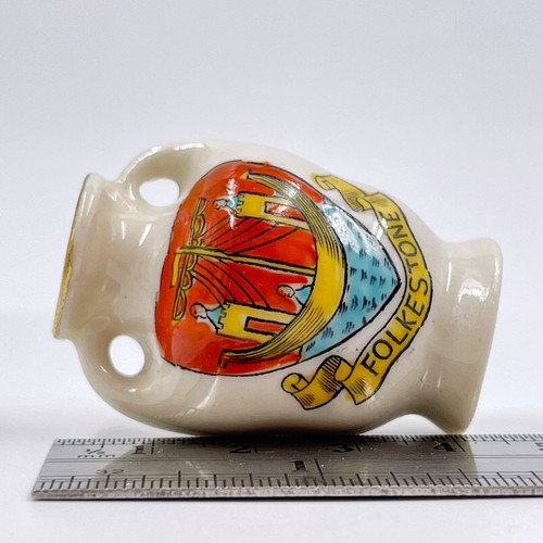 VINTAGE UPTON BROS FOLKESTONE STAMPED SMALL CRESTED CHINA VASE- FOLKESTONE CREST - Picture 8 of 9