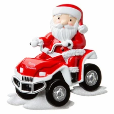 SANTA ON ATV Personalized Christmas Tree Ornament