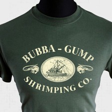 Bubba Gump Shrimping Co T Shirt Retro Movie Forrest Run Captain Dan 1994 Green