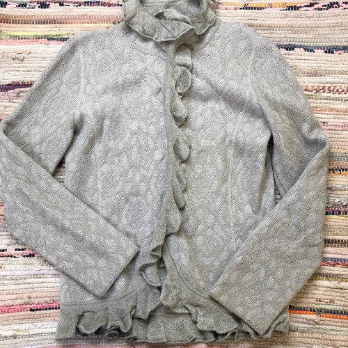 Armani Collezioni Gray Knit Ruffle 