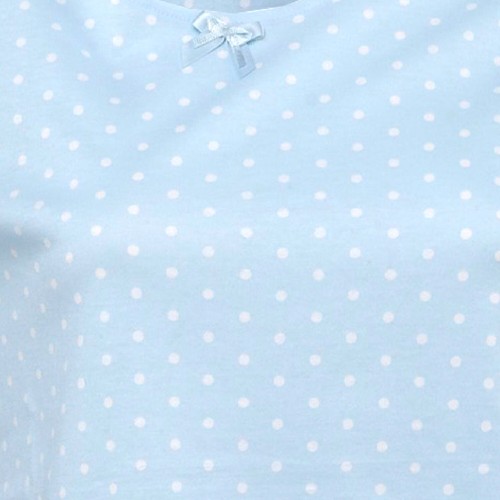 Pyjamas Womens Polka Dot PJs Jersey Cotton Frilly Sleeve Top & Plain Bottoms - Picture 9 of 29
