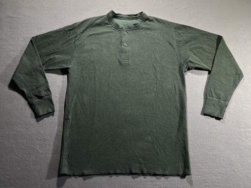 LL BEAN River Driver’s Thermo Wollmischung Henley Hemd Herren XLT Grün Camp Warm