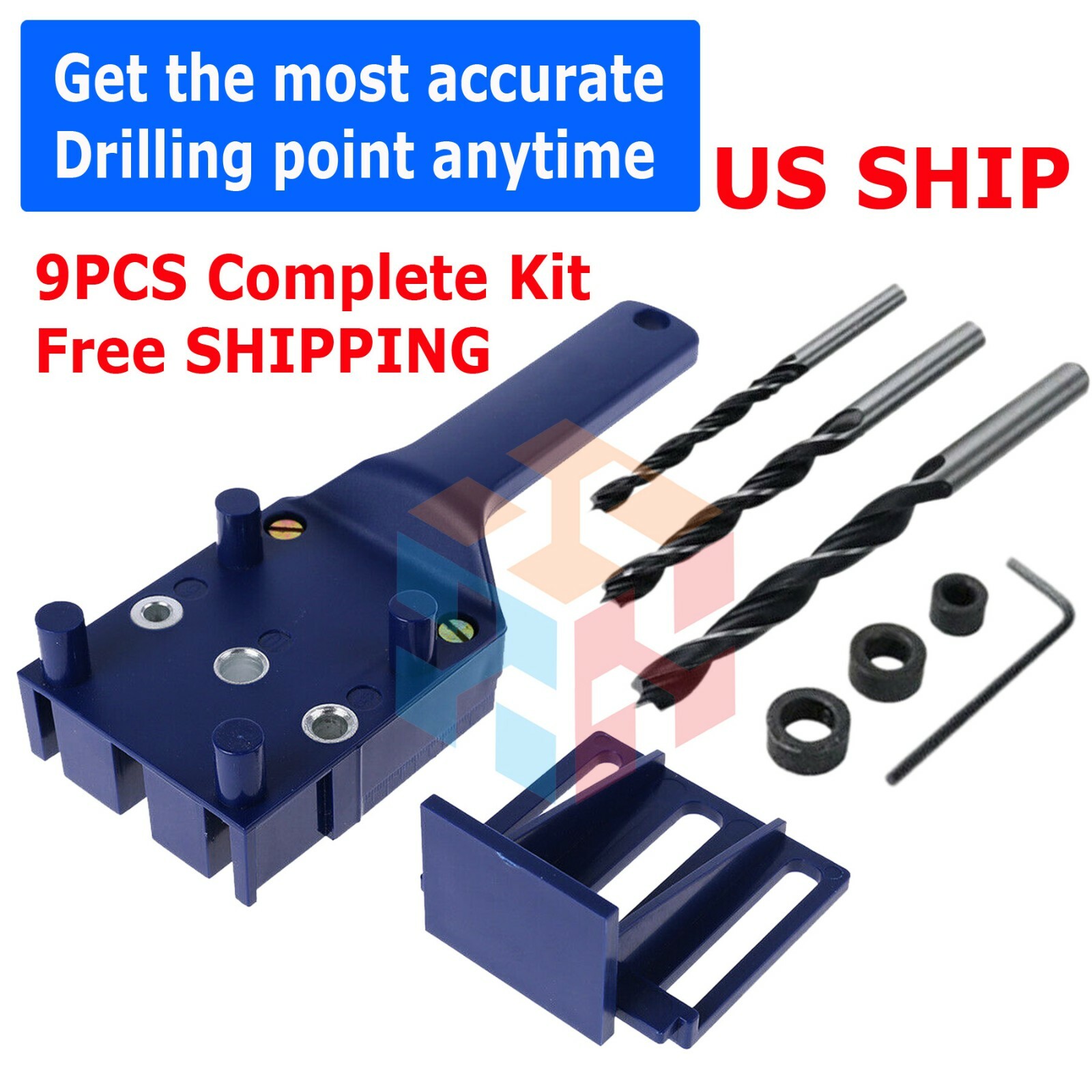 Handheld Woodworking Doweling Jig Drill Guide Wood Dowel Drilling Hole Saw Set