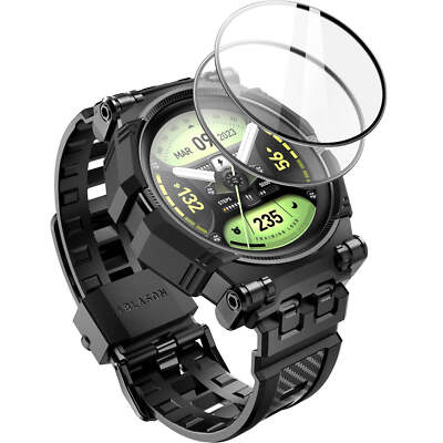 Schutzhülle mit Armband + 2x Glas Supcase für Galaxy Watch 5 Pro 45mm Schwarz