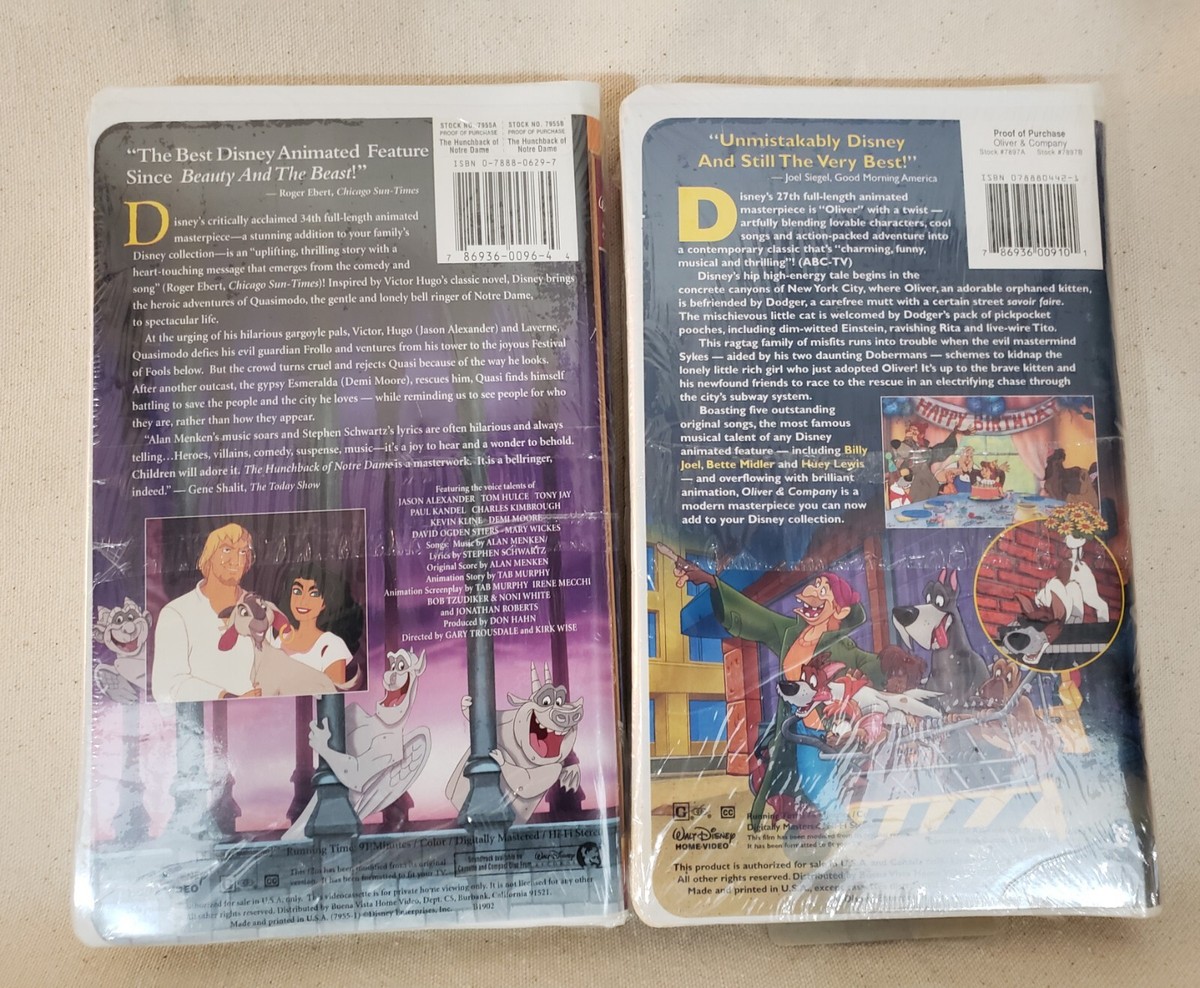 New with Seal Disney Oliver & Company VHS Hunchback Of Notre Dame