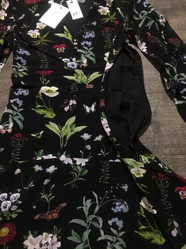 $378 Joie Tamarice Caviar Viscose Dress Black Floral Midi Dress Fit Flare 2 - Picture 14 of 15