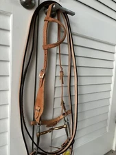 New Sliding One Ear Western Horse Bridle Lite Oil W/Metalab Bit & Split Reins