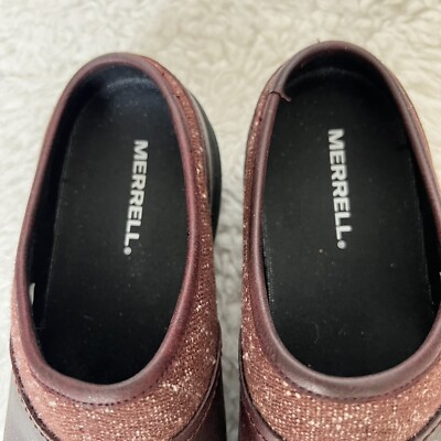 Merrell Dark Brown/Burgundy Leather/Fabric Slip On Women display picture 3