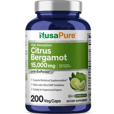 NusaPure Citrus Bergamot Capsules 15,000mg, 200 Capsules - 25:1 Extract