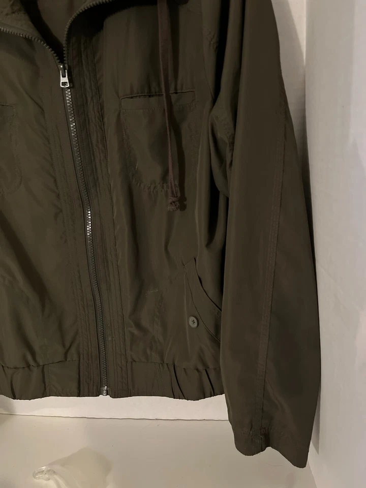 Chaqueta Sonoma Grande Mujer Verde Cordón Capucha Cintura Elástica Preppy Granny Chic Foto 3 de 4