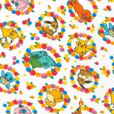 Robert Kaufman Sunny Days Pokemon AOPD 21306 1 White Characters in Flower Cotton