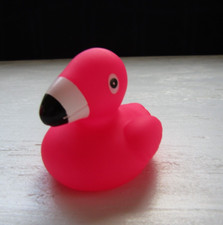 1 x Collectible Pink Flamingo Rubber Duck Toy- Jeep Duck- Bath Toy- w/ Squeaker