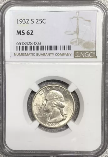 1932-S Washington Quarter NGC MS62
