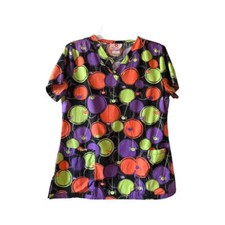 White Cross Halloween Spiders Scrub Top Size XSmall