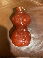 Vintage LARGE RED WAX SNOWMAN CANDLE 5  CHRISTMAS HOLIDAY