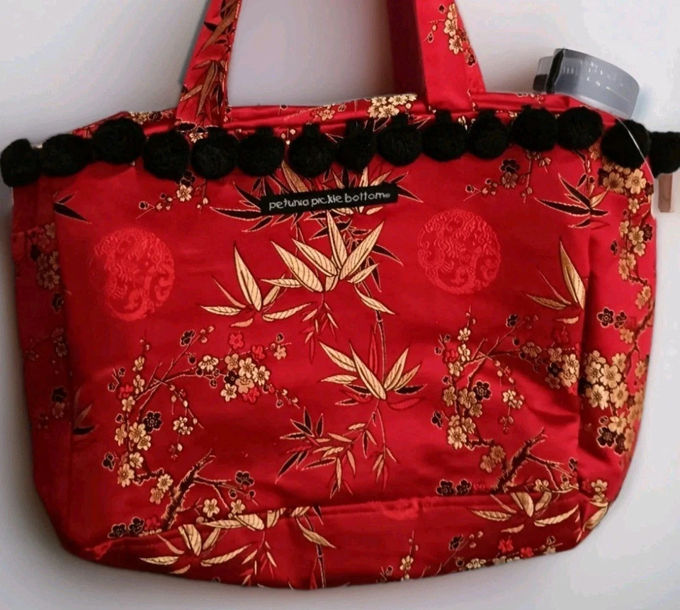 Bolso de Pañales Petunia Peckle Bottom Nuevo con Etiquetas Satén Asiático Floral Oriental Centro de la Ciudad Foto 3 de 4