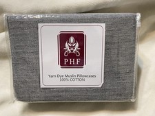 2pc Muslin Euro Sham Pillowcases 26x26in Gray Yarn Dye Cotton modern square