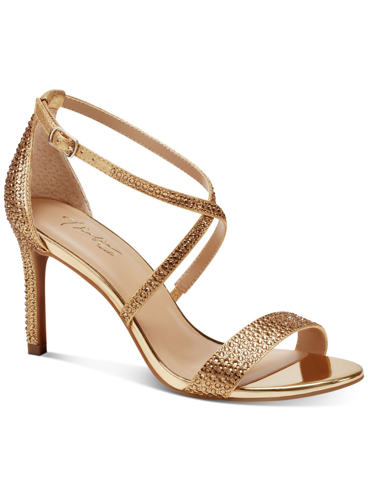 THALIA SODI Womens Gold Crisscross-Strapped Darria Stiletto Heeled Sandal 7.5 W