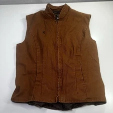 Wyoming Traders Women Western Canvas Vest Cotton Brown Size Large Cowboy