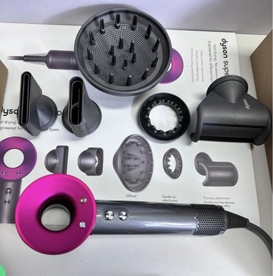 Dyson Supersonic Hair Dryer Gray/Pink w/ Diffuser Attachments & Box