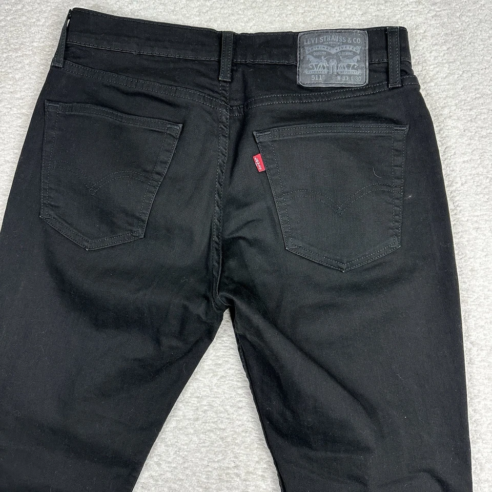 Levis 511 牛仔裤男式尺寸 33x30 直筒修身黑色中腰休闲牛仔 — 第 4/4 张图片