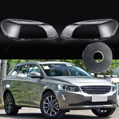 For Volvo XC60 2014-2017 Pair Left + Right Clear Headlight Lens Cover+Strip Glue