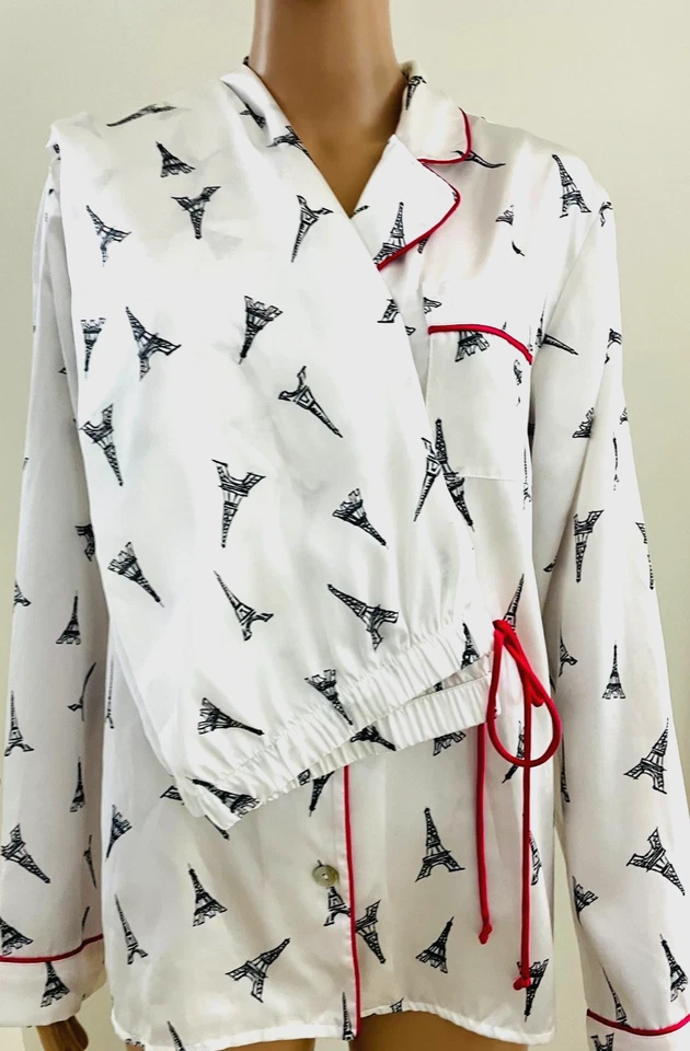 Apt 9 女式 2 件套丝绸多色休闲裤上衣套装 PJ 尺寸 L — 第 2/4 张图片