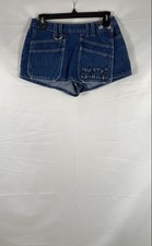 Free People We The Free Women's Blue Denim Cargo Shorts D-Ring Ruffle Sz 26