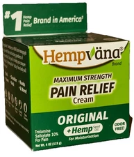 Pain Relief Cream~Max Strength~Original Hemp Seed Oil~HEMPVANA 4oz. Exp.7/26