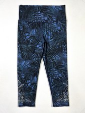 Evolution And Creation Leggings Women s Large Blue Palm Yoga Pants