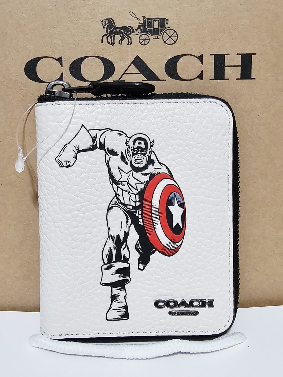 Coach x Marvel Medium Zip Around Wallet with Captain America Chalk