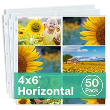 50 PCS 12x12 Inch Scrapbook Page Protector Fits 4x6 Photo 3-Ring Binder Sleeve