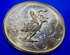 Bull Rider Riding Pro Professional Rodeo Trophy Montana Silversmiths Belt Buckle