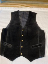 Suede Leather Vest Black Western Style Men's Large V Neck Unbranded Biker