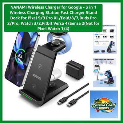 3-in-1 Wireless Charger Station for Google Pixel, Buds, & Watch - Fast Charging